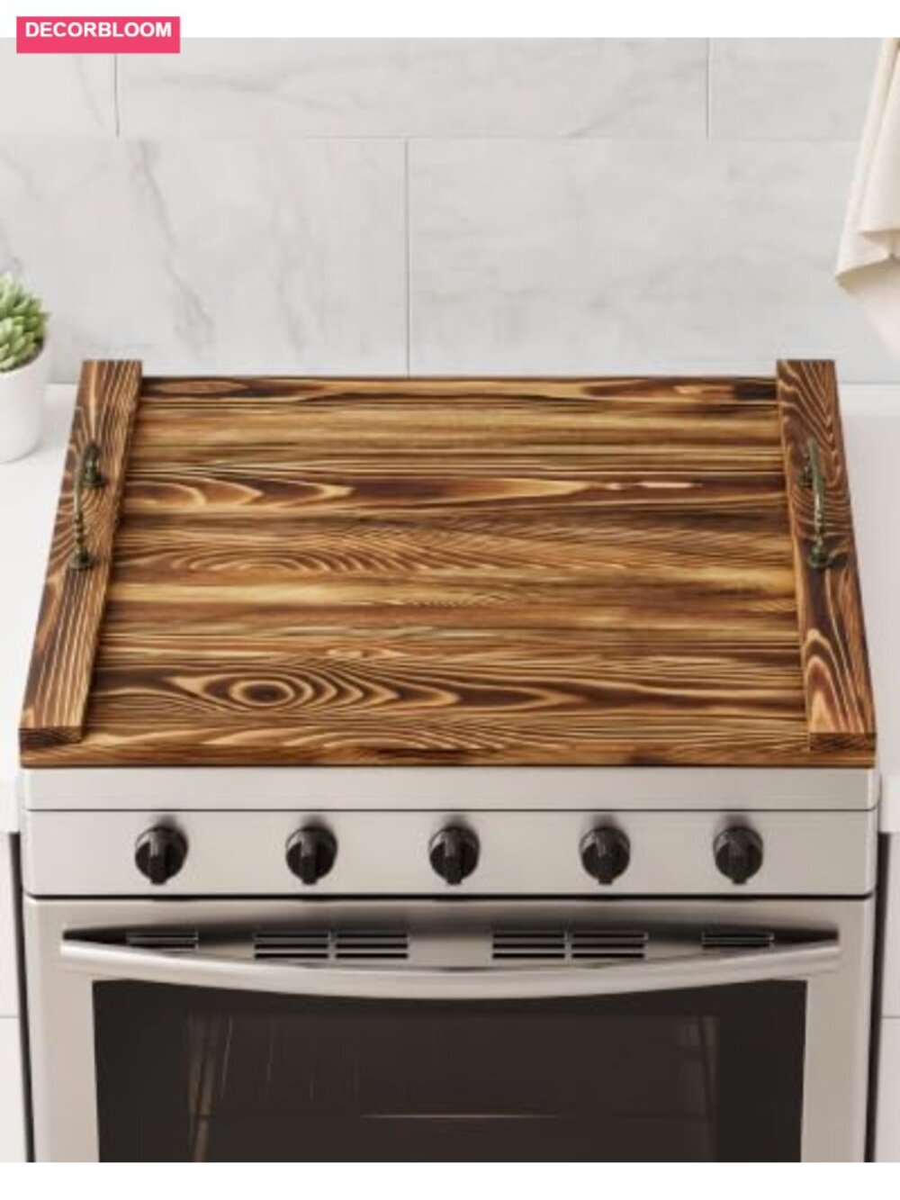 Wood Stove Cover Countertop Noodle Board Serving Tray Carbonized Pine
